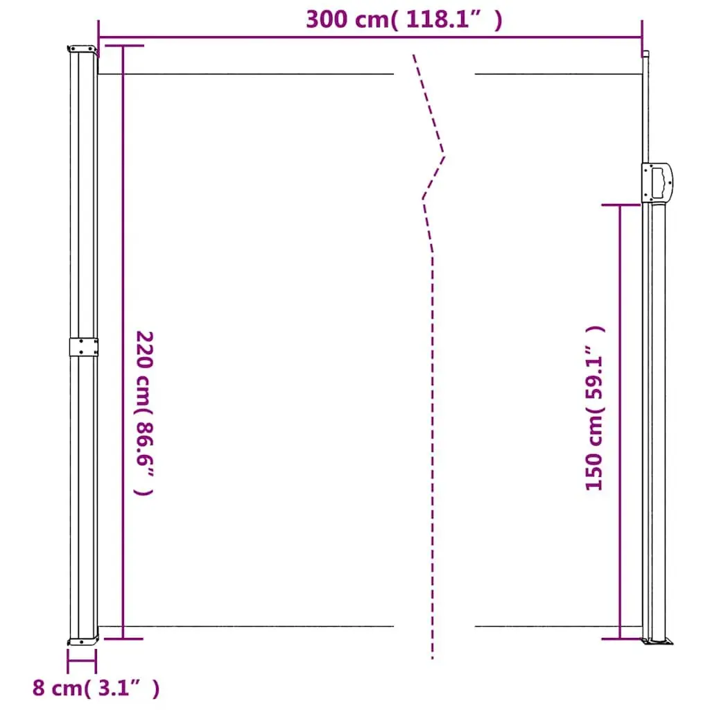 Retractable Awning Privacy Screen Taupe 220x300cm Indoor Outdoor Garden Balcony Terrace Accessory