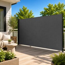 Retractable Side Awning Anthracite 220x300cm Garden Privacy Screen Patio Shade