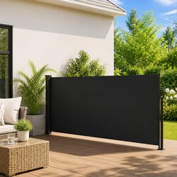 Retractable Side Awning Black 100x500cm Garden Privacy Screen Outdoor Shade