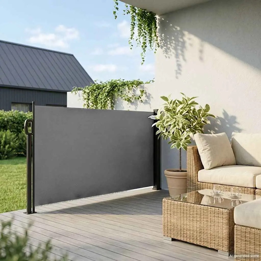 Retractable Side Awning Anthracite 100 x 500 cm Privacy Screen for Outdoor Garden Balcony Terrace Patio