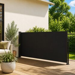 Retractable Side Awning Black 120x500cm Garden Screen Patio Balcony Privacy