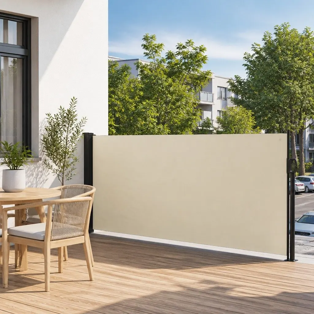 Retractable Side Awning Cream 120x500cm Outdoor Privacy Screen