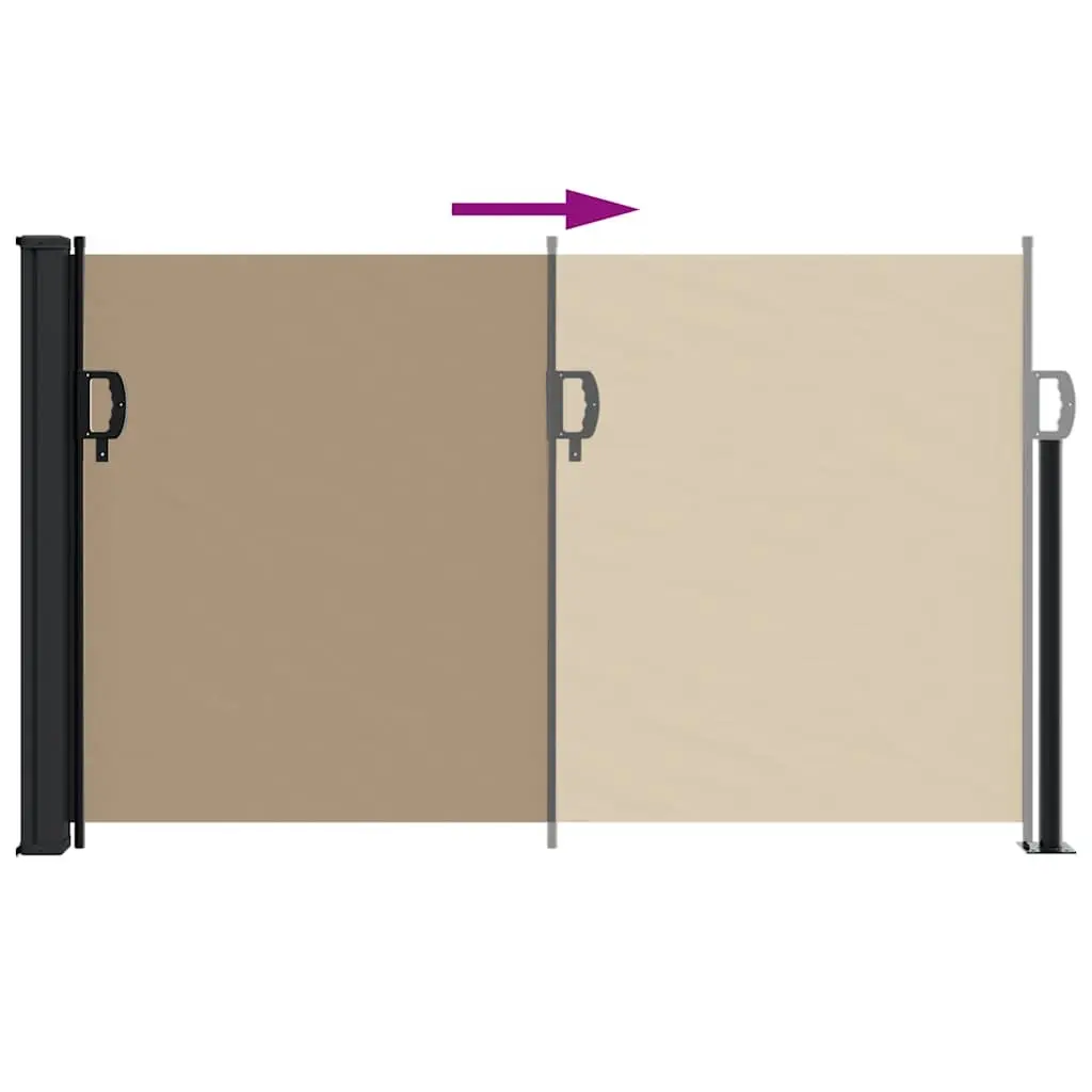 Retractable Side Awning Screen Taupe 120x500 cm Water and UV Resistant Privacy for Outdoor Patio Balcony Terrace