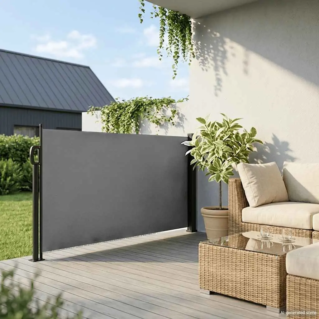 Retractable Side Awning Anthracite 140x500 cm Outdoor Privacy Screen Garden Balcony Terrace
