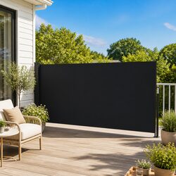Retractable Side Awning Black 160x500cm Garden Privacy Screen Outdoor Patio