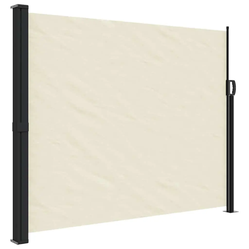 Retractable Awning Cream Outdoor Privacy Screen 160cm x 500cm for Garden Patio and Balcony