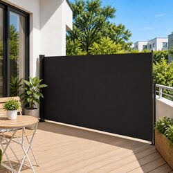 Retractable Side Awning 180x500cm Black Garden Privacy Screen Outdoor Patio