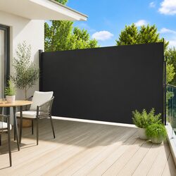 Retractable Side Awning Screen Black 220x500cm Outdoor Patio Balcony Terrace