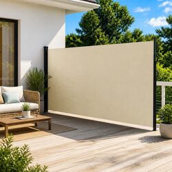 Retractable Side Awning Cream 220x500cm Outdoor Garden Privacy Screen Patio