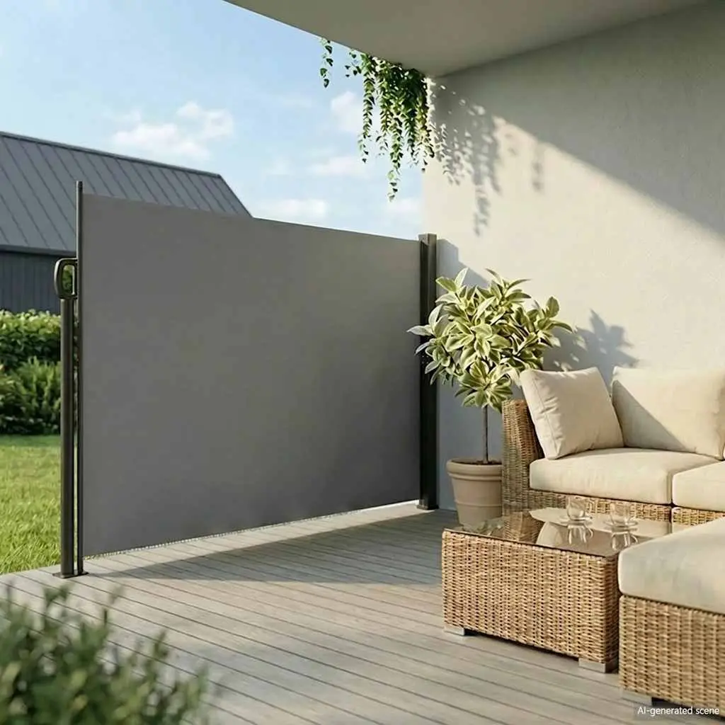 Retractable Side Awning Anthracite 220 x 500 cm Outdoor Privacy Screen for Balcony Terrace Patio Garden