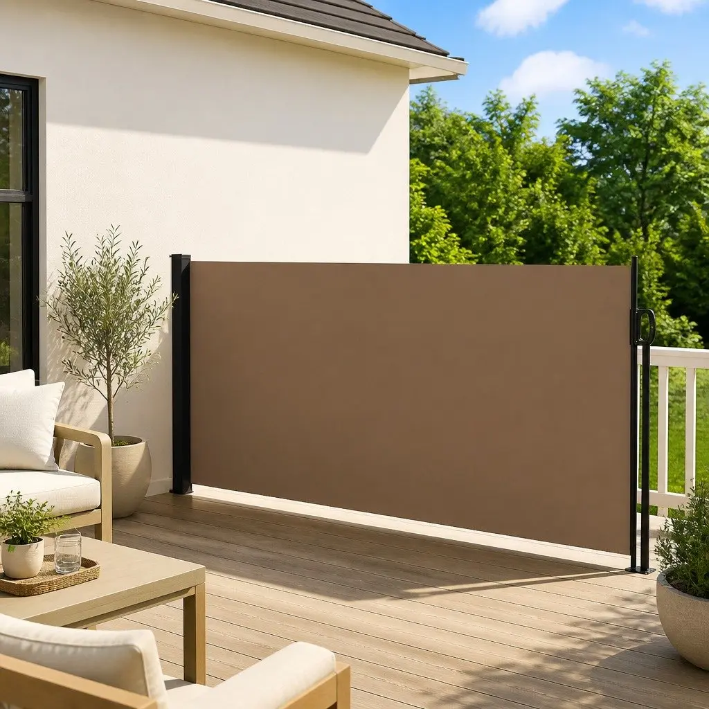 Retractable Side Awning Taupe 120x600 cm Water and UV Resistant Privacy Screen