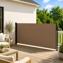 Concise Design: Taupe Retractable Side Awning 120x600 cm