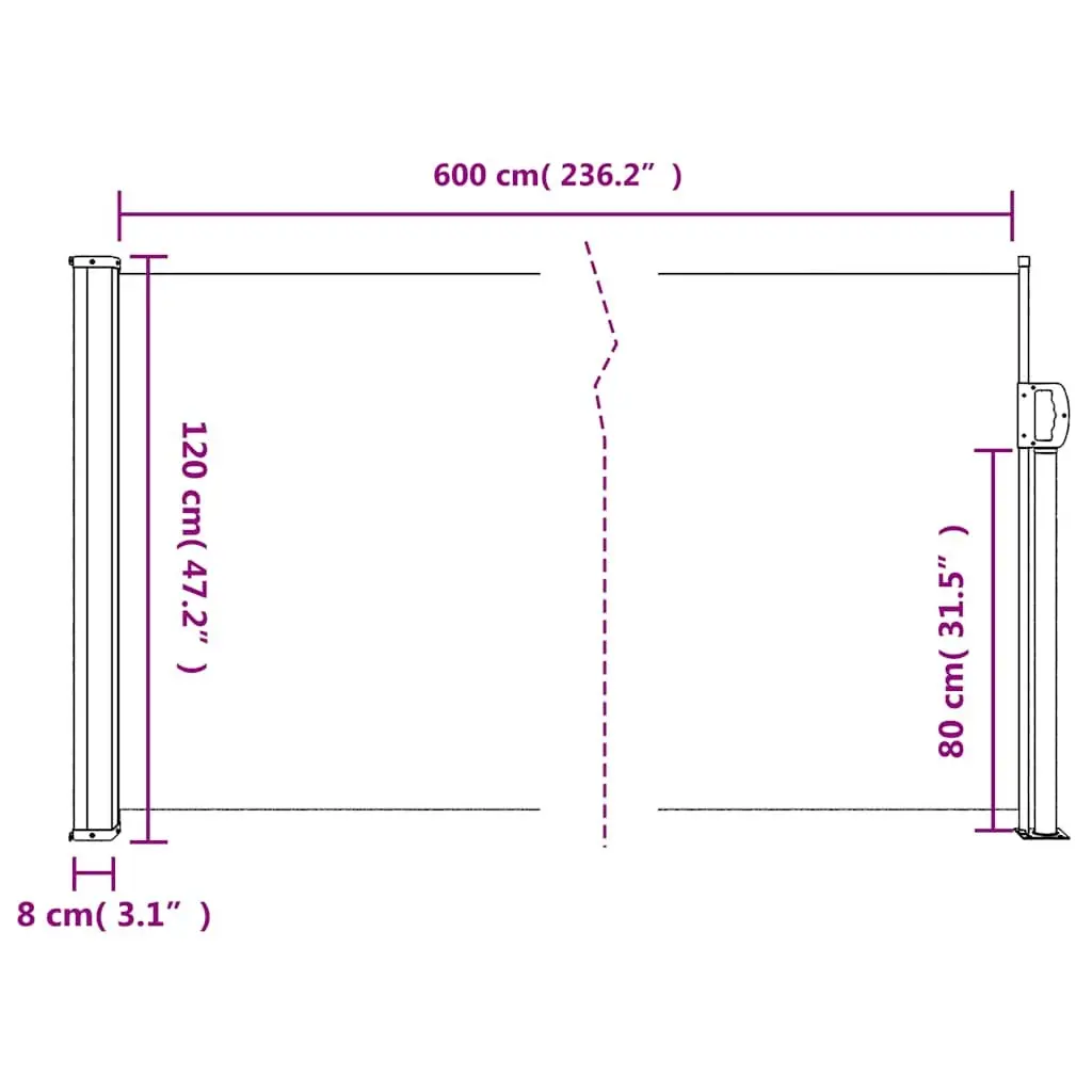 Retractable Side Awning Anthracite 120x600cm Privacy Screen Garden Shade