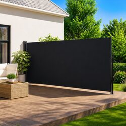 Compact Black Retractable Side Awning for Versatile Use