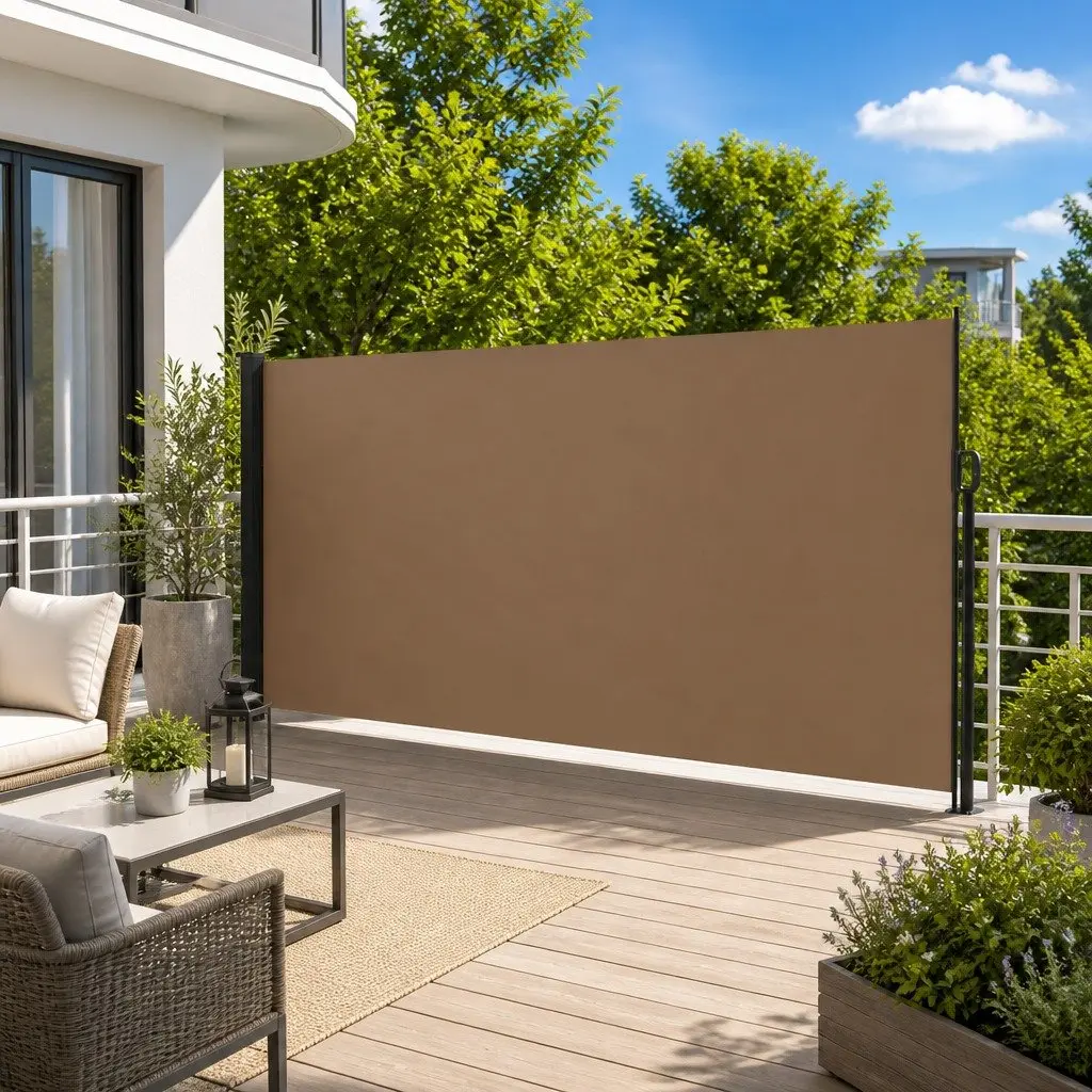 Retractable Side Awning Taupe 180 x 600 cm Outdoor Privacy Screen for Garden Patio Balcony Terrace