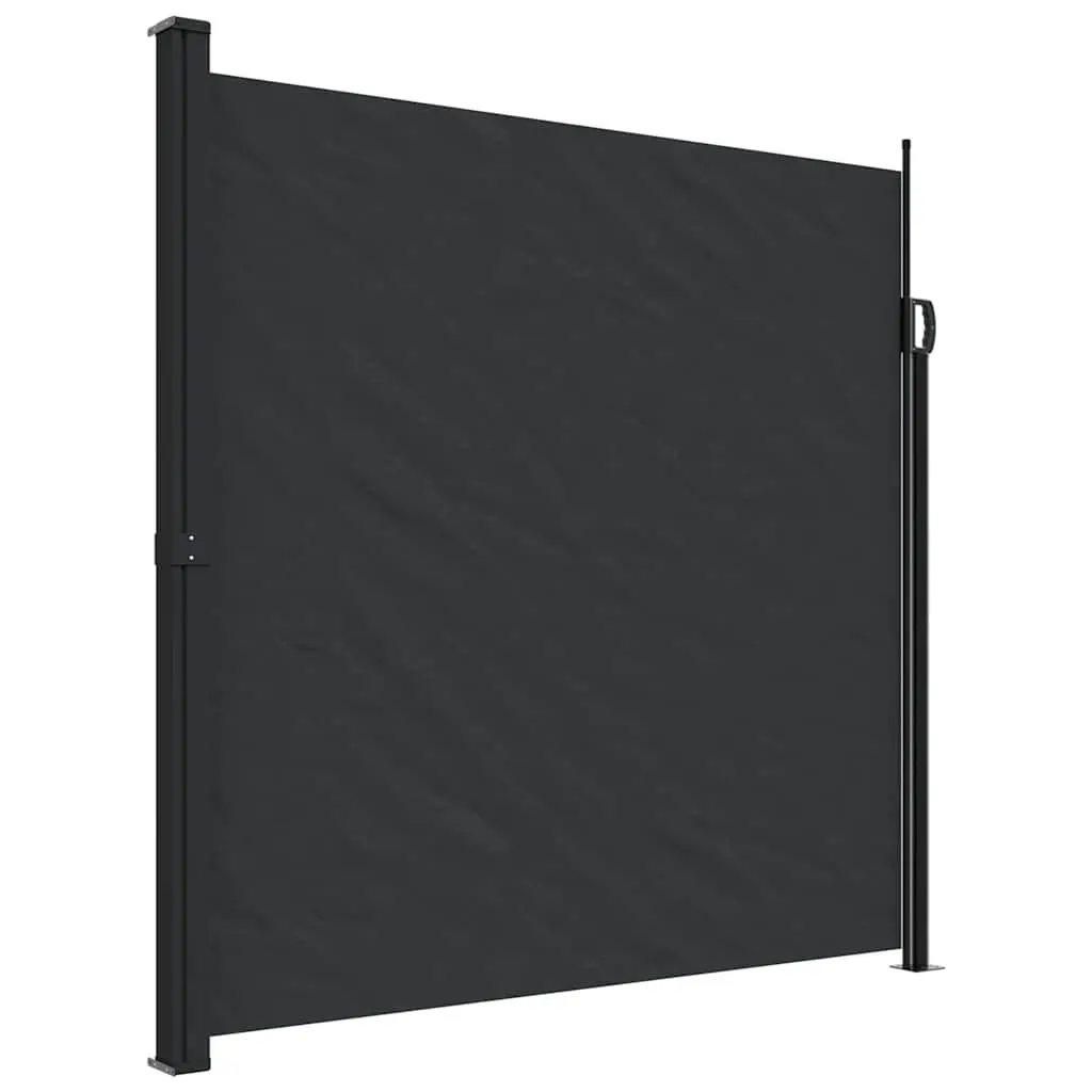 Retractable Awning Black 200x600cm Outdoor Privacy Screen for Patio and Balcony