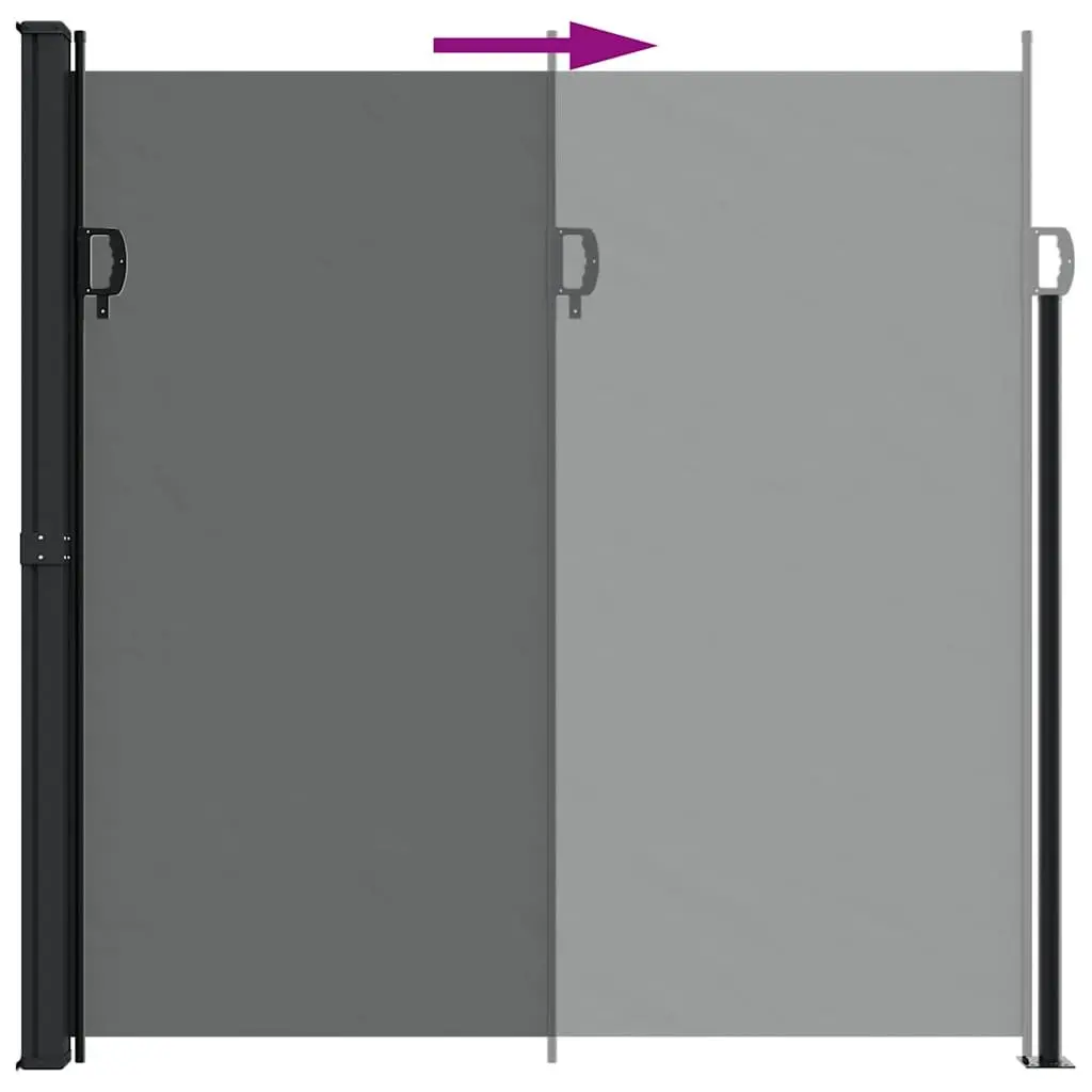 Retractable Side Awning Black 220x600cm Automatic Roll-Back Garden Privacy Screen