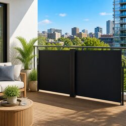 Retractable Side Awning Black 100x1000cm
