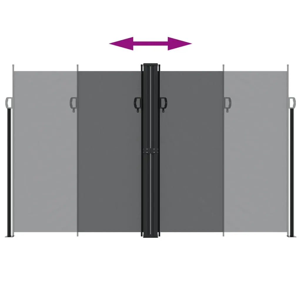 Retractable Side Awning Black 200x1000 cm Outdoor Garden Privacy Screen