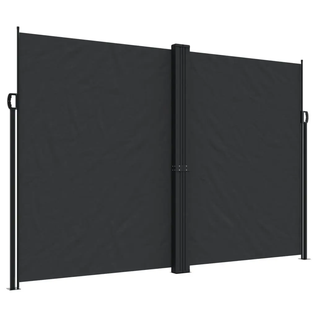Retractable Side Awning Black 220 x 1000 cm Water and UV Resistant Fabric