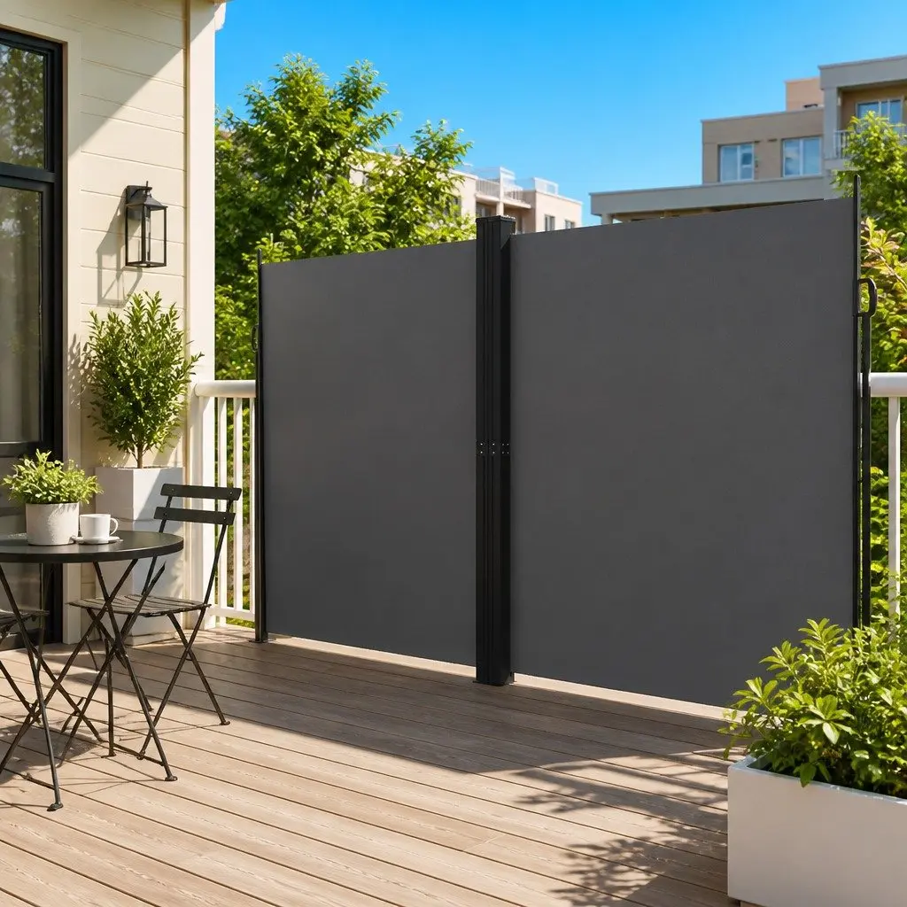 Retractable Side Awning Anthracite 200 x 1200 cm Outdoor Privacy Screen Garden Terrace Balcony Shade