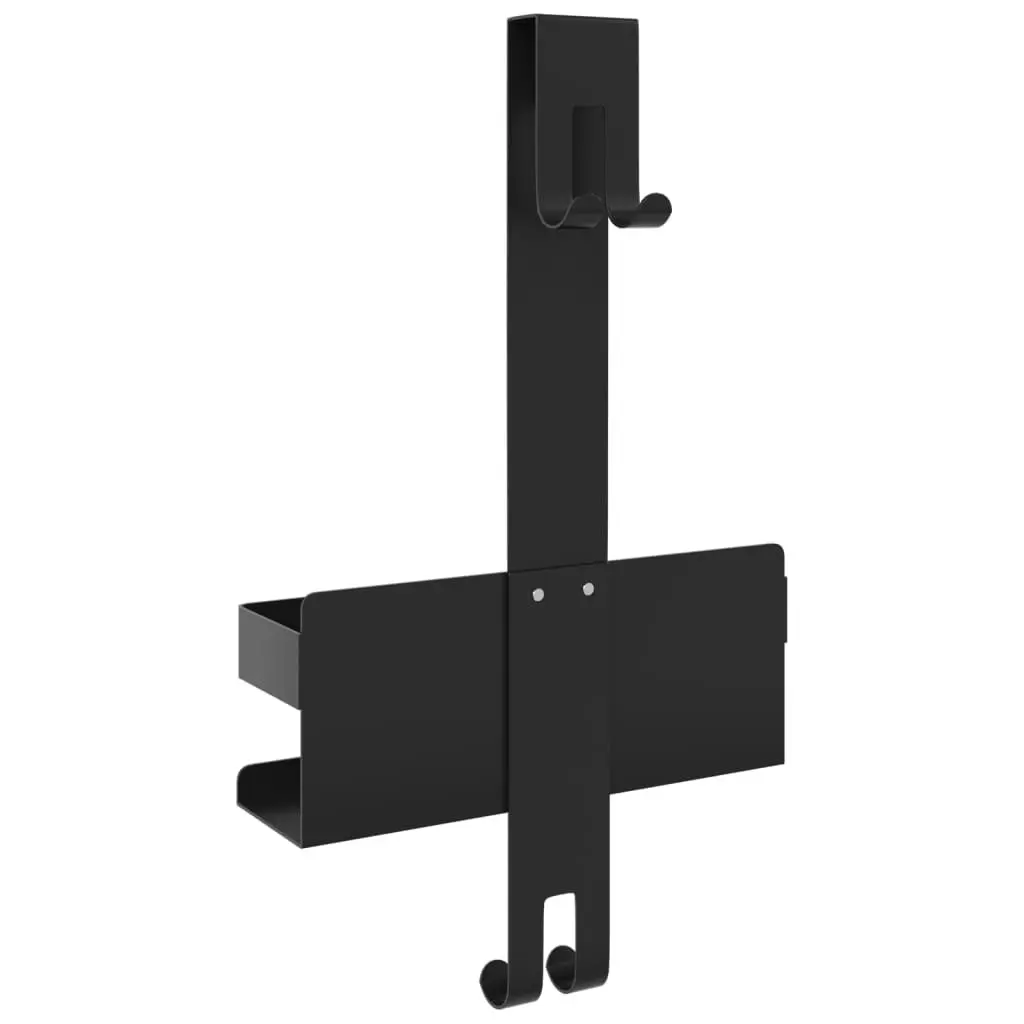 Hanging Shower Caddy Black Stainless Steel 2-in-1 Storage Organizer with Hooks for Towels and Bath Essentials