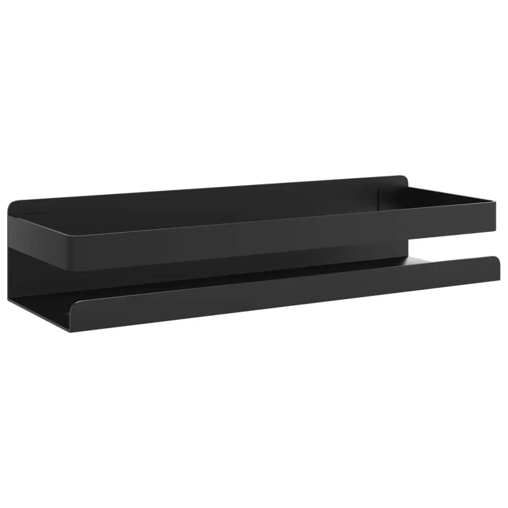 Shower Shelf Black Stainless Steel Wall Mount Organiser Durable Compact Storage