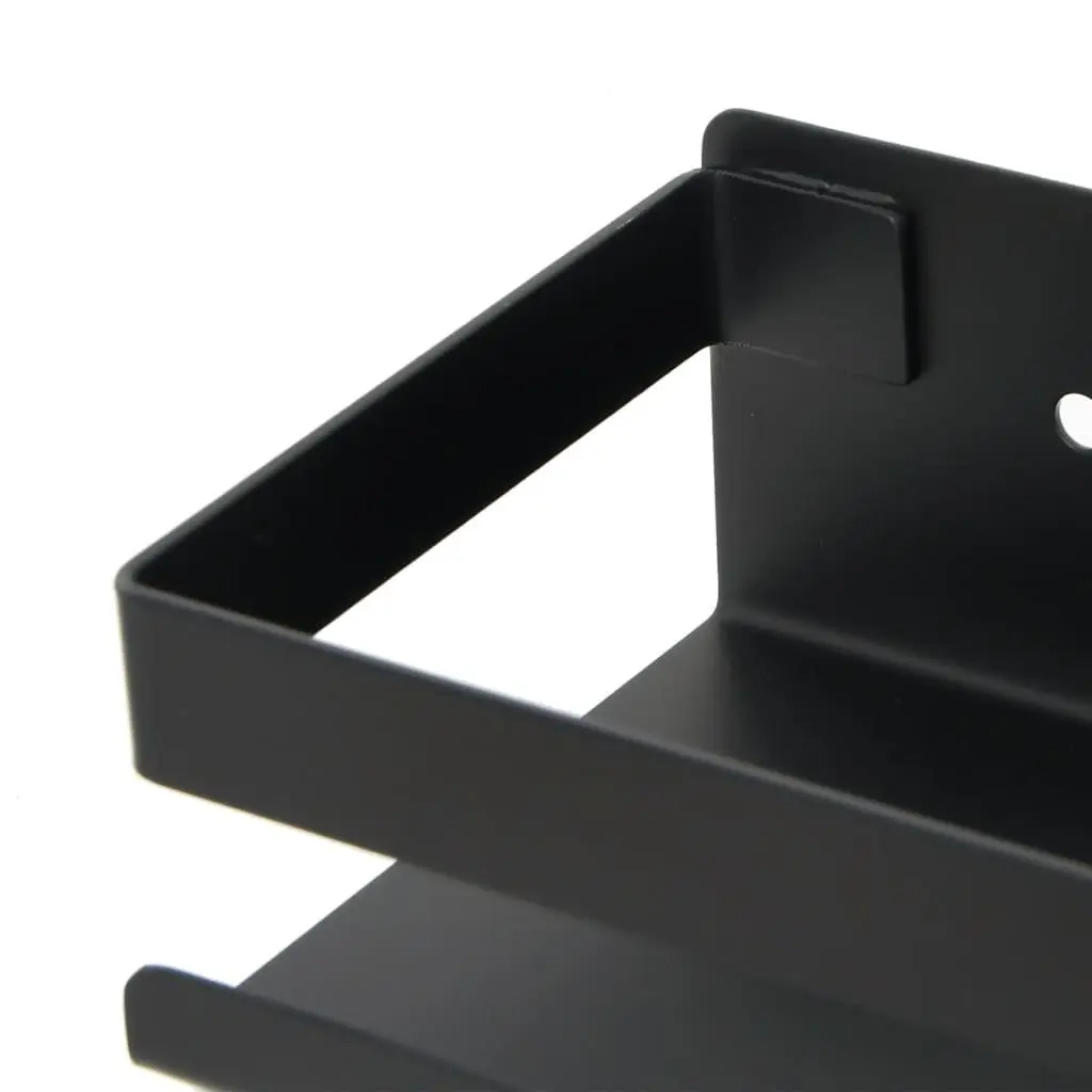 Shower Shelf Black Stainless Steel Wall Mount Organiser Durable Compact Storage