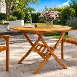 Brown Folding Garden Table for Easy Use