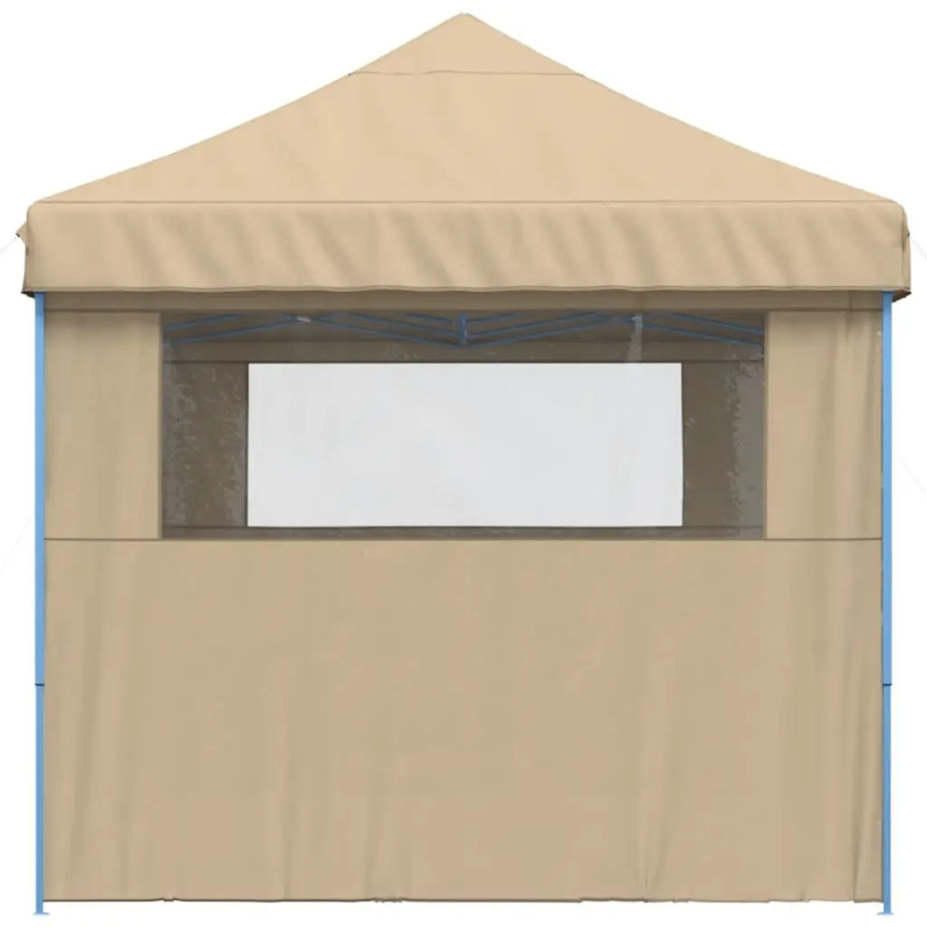 Foldable Pop-Up Party Tent with 3 Sidewalls Outdoor Garden Gazebo Beige