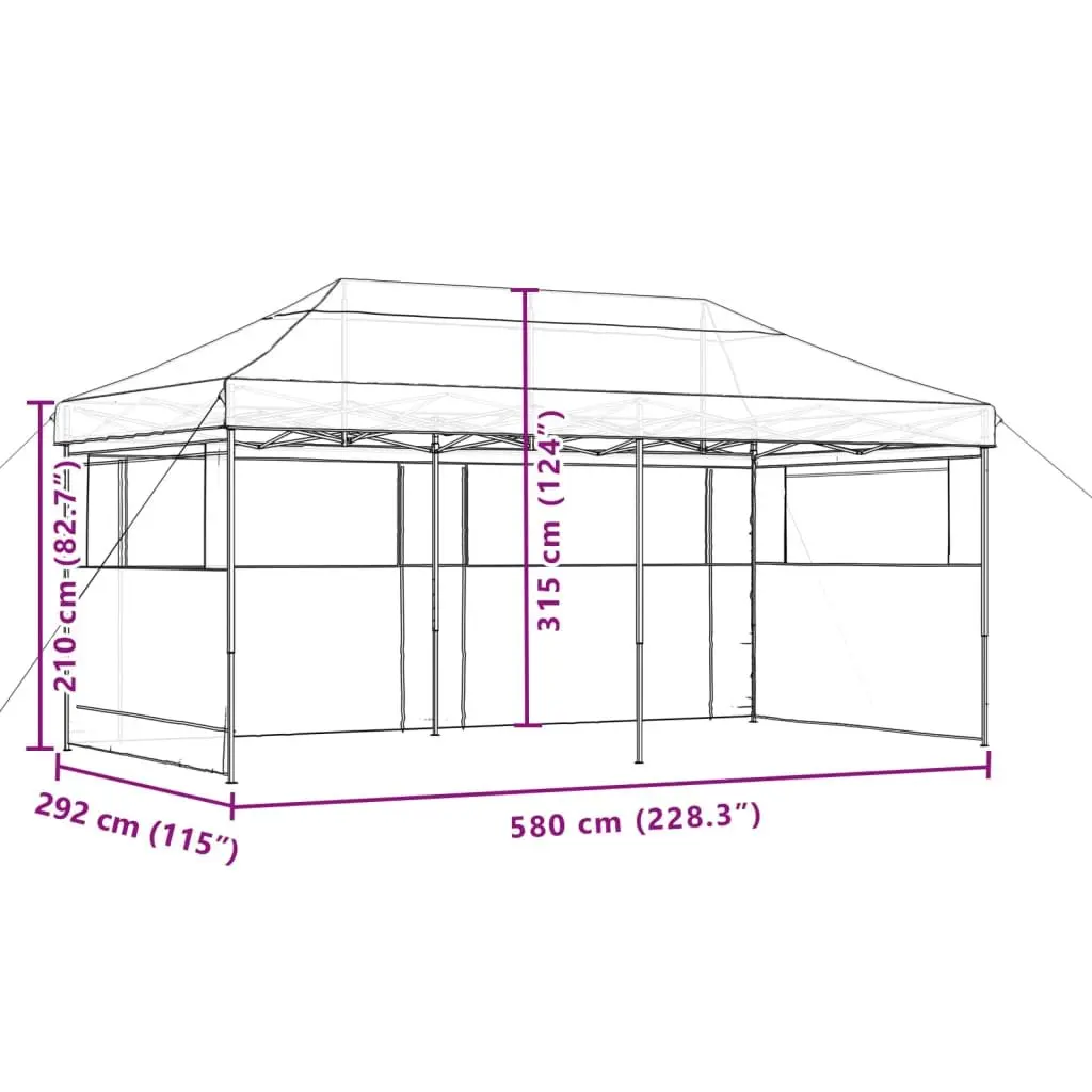 Foldable Pop-Up Party Tent with 3 Sidewalls Outdoor Garden Gazebo Beige