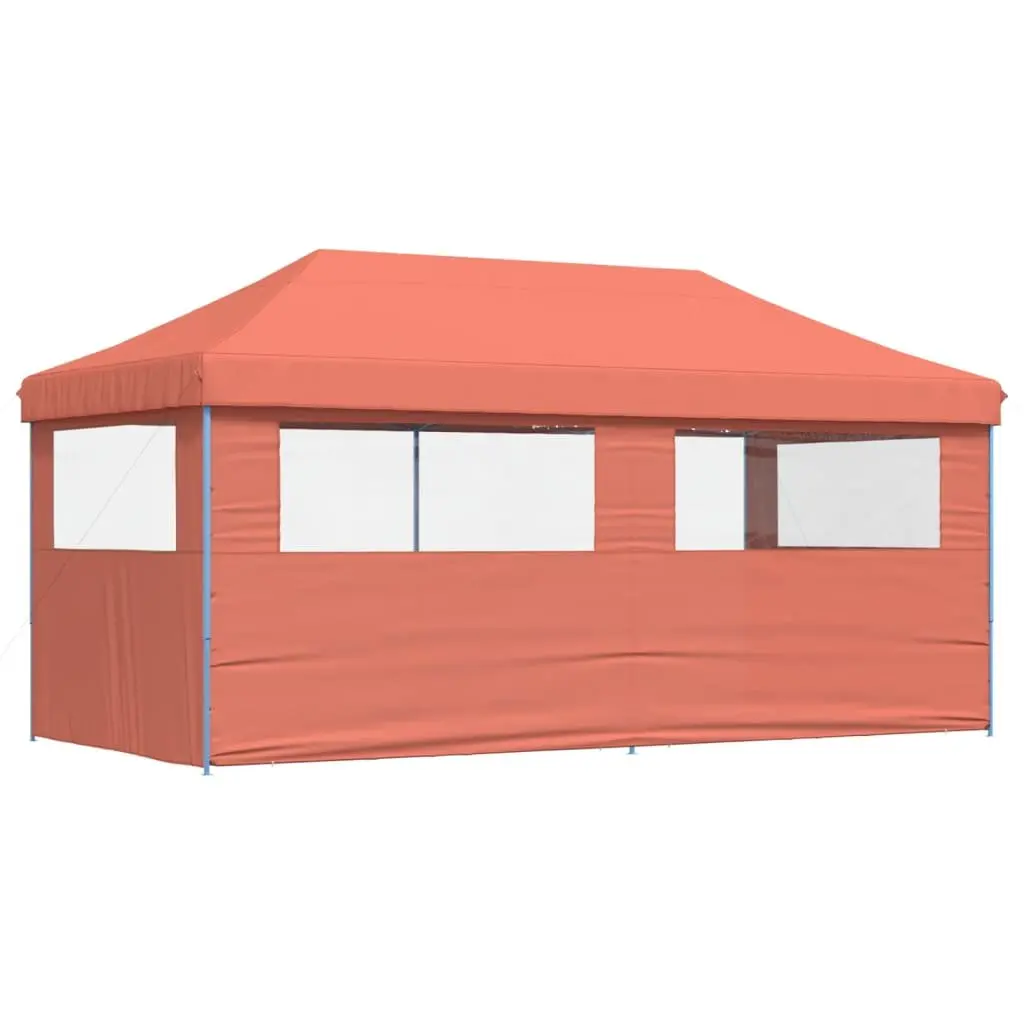 Foldable Pop-Up Party Tent Orange with 3 Sidewalls for Outdoor Events