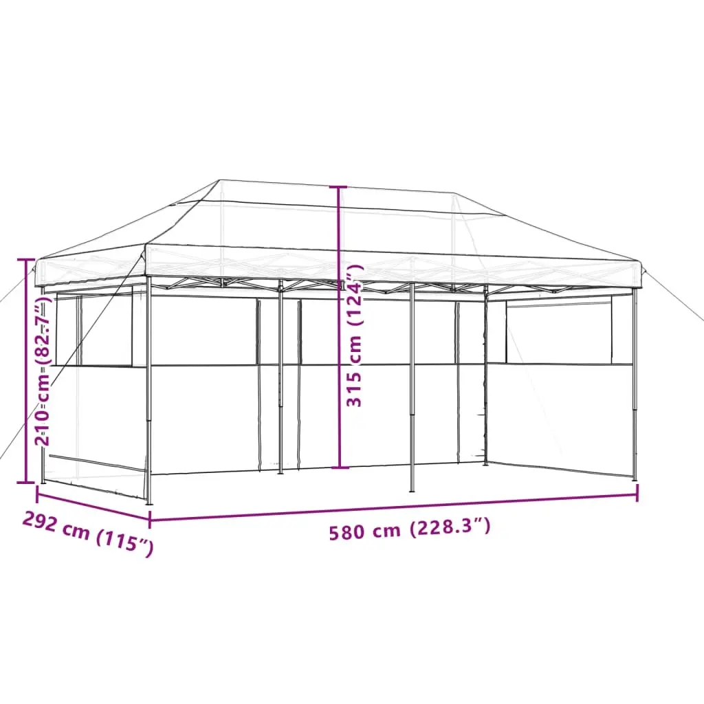 Foldable Pop-Up Party Tent Orange with 3 Sidewalls for Outdoor Events