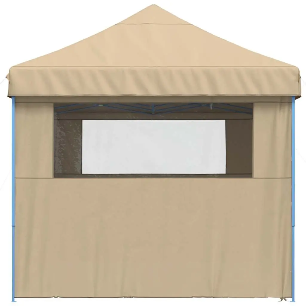 Foldable Pop-Up Party Tent Beige 4 Sidewalls Outdoor Garden Gazebo