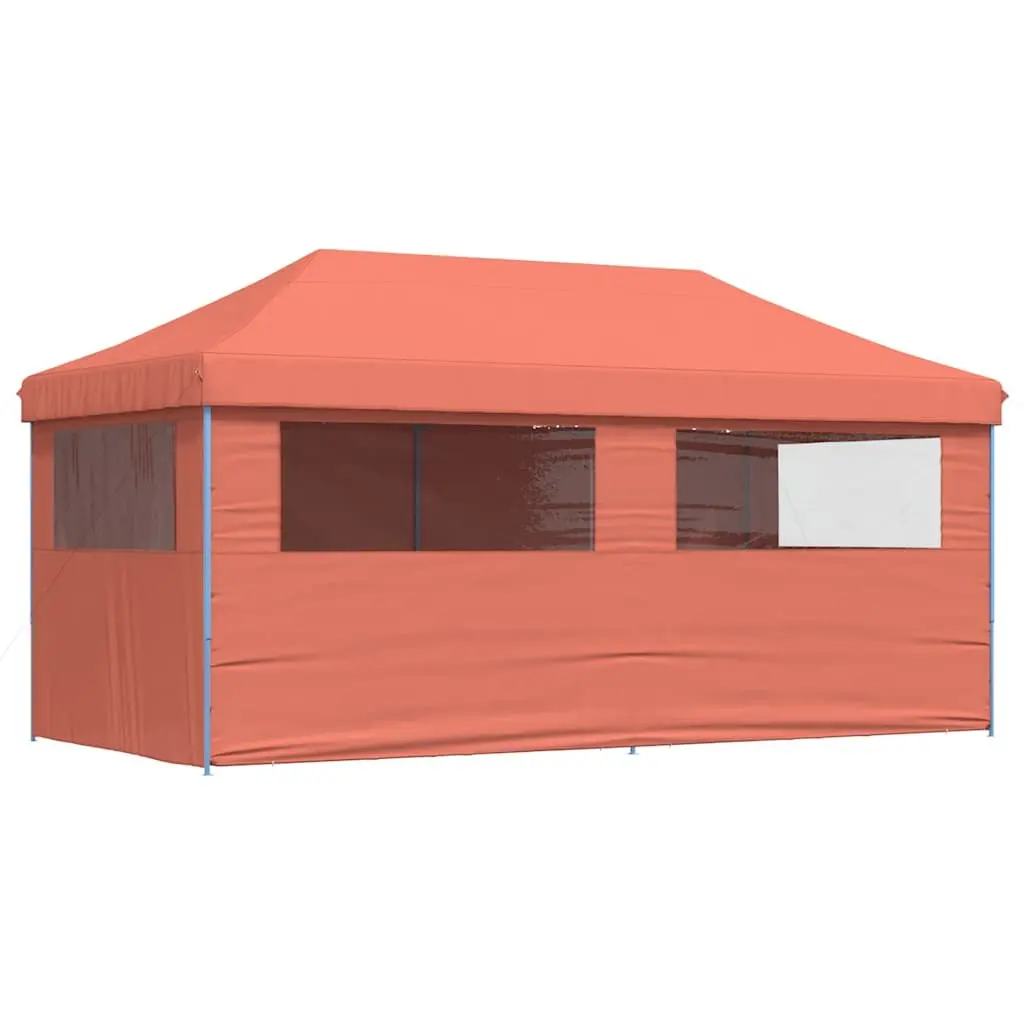 Foldable Pop-Up Party Tent Orange with Sidewalls Outdoor Garden Canopy Event Gazebo