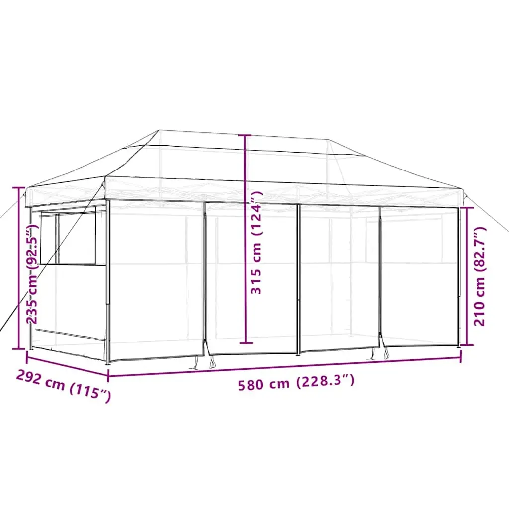 Foldable Pop-Up Party Tent Orange with Sidewalls Outdoor Garden Canopy Event Gazebo