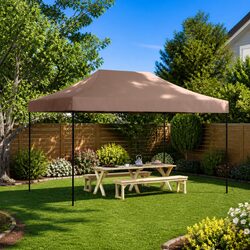 Foldable Pop-Up Party Tent Outdoor Garden Gazebo Brown 440x292x315cm Event