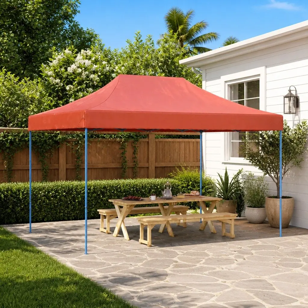 Foldable Pop-Up Party Tent Terracotta Large Quick Assembly Outdoor Canopy