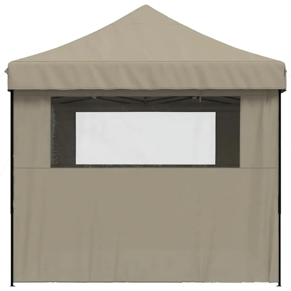 Foldable Pop-Up Party Tent Taupe with 4 Sidewalls Clear Windows Outdoor Event Gazebo