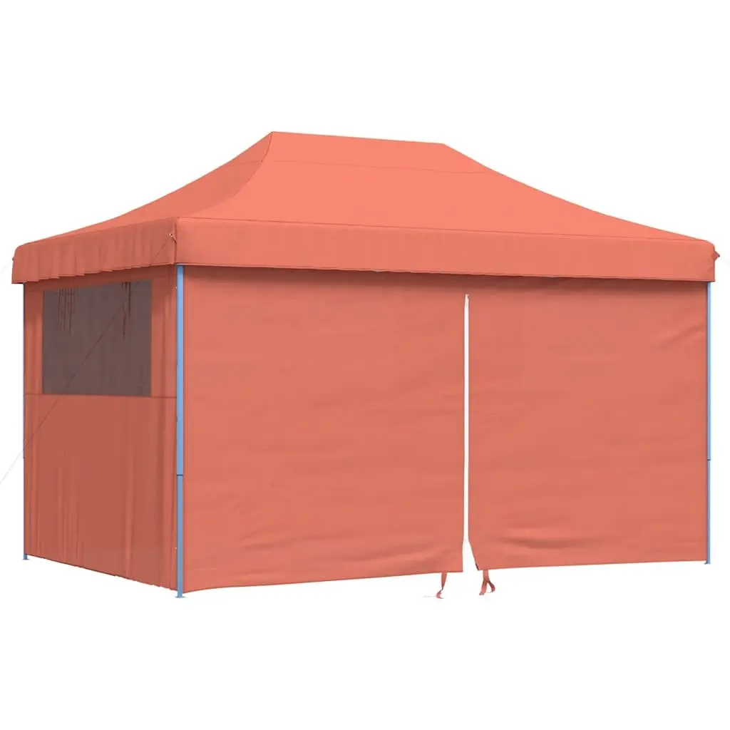 Foldable Pop-Up Party Tent Orange 4 Sidewalls Quick Setup Outdoor Canopy Gazebo