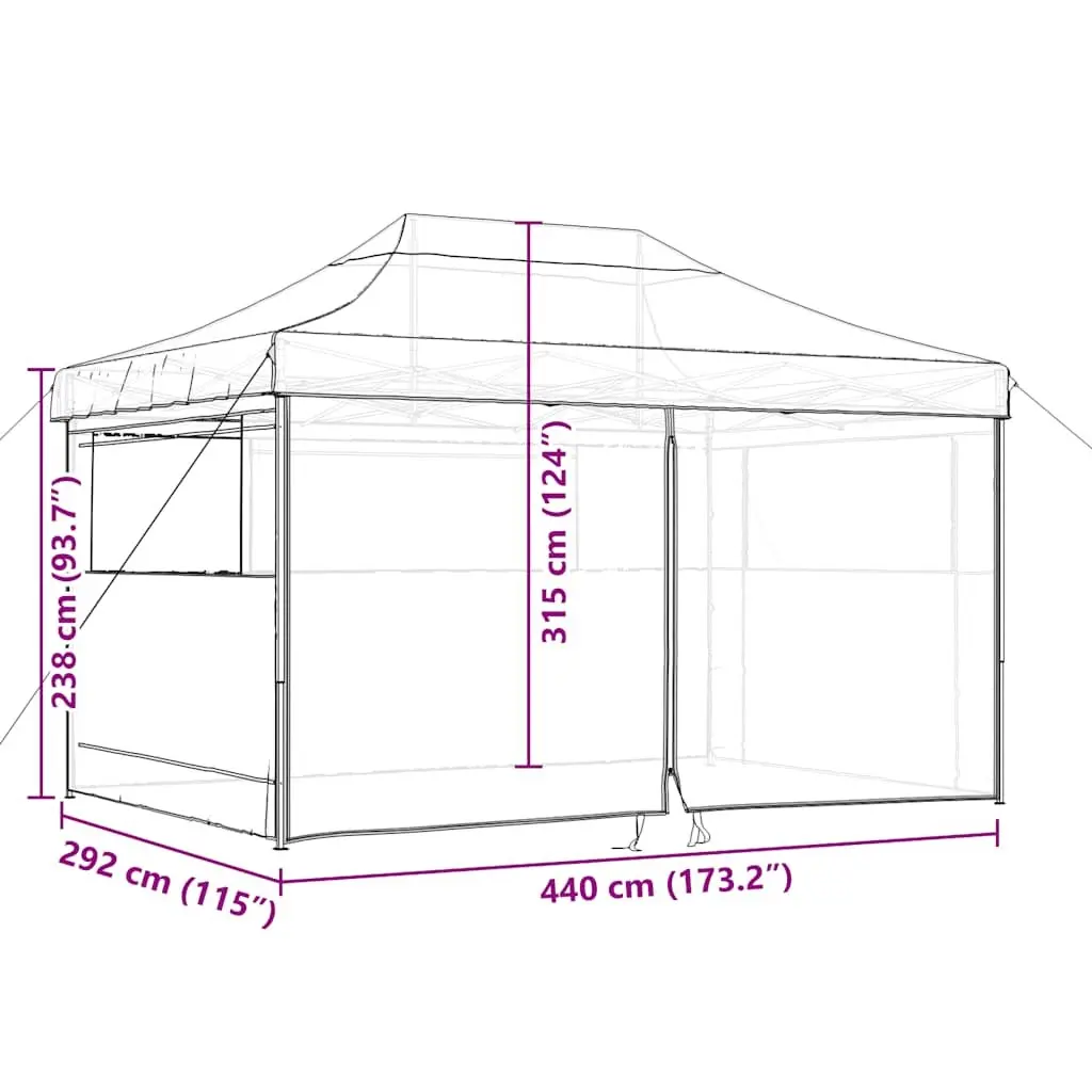 Foldable Pop-Up Party Tent Orange 4 Sidewalls Quick Setup Outdoor Canopy Gazebo