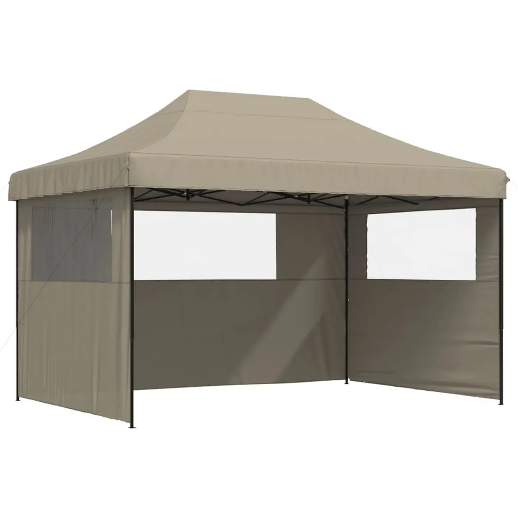 Foldable Pop-Up Party Tent Taupe with 3 Sidewalls