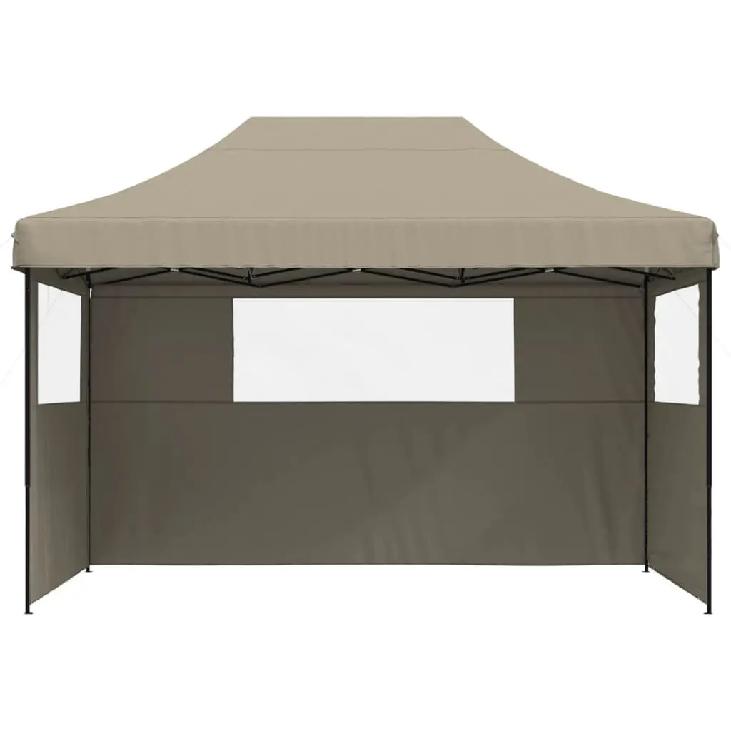 Foldable Pop-Up Party Tent Taupe with 3 Sidewalls