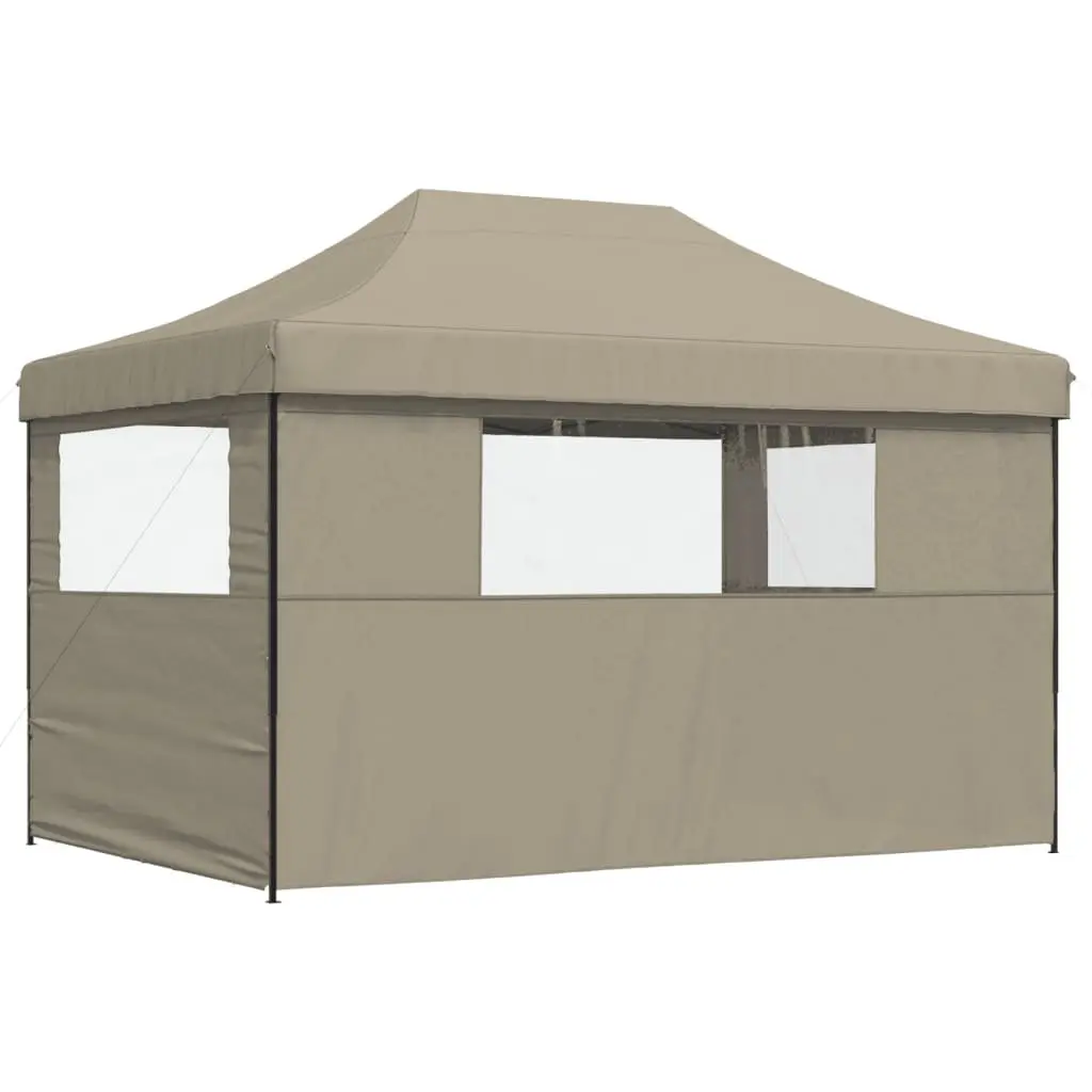 Foldable Pop-Up Party Tent Taupe with 3 Sidewalls