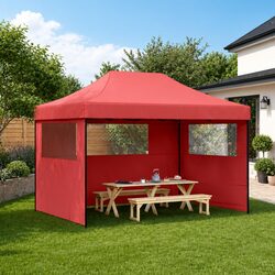Efficient Red Pop-Up Party Tent with Sidewalls