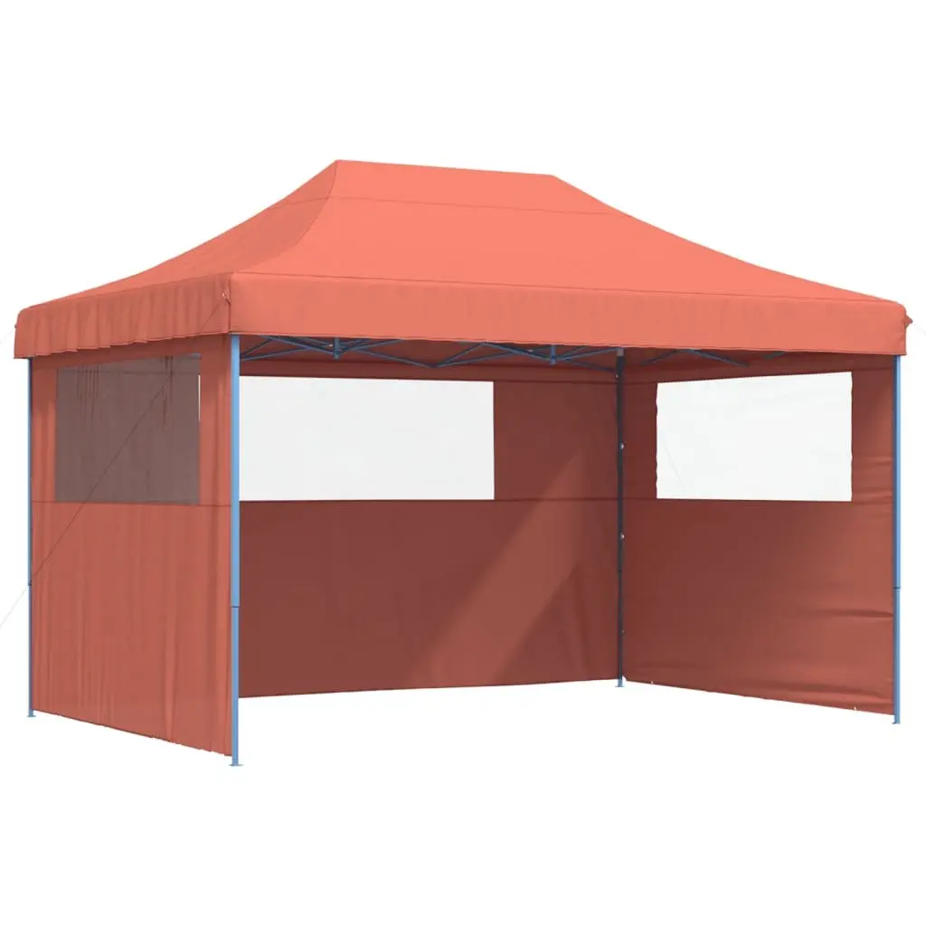 Foldable Pop-Up Party Tent Orange 3 Sidewalls Outdoor Gazebo Canopy