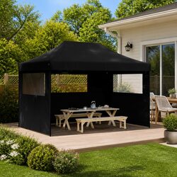 Compact and Convenient Pop-Up Party Tent in Black
