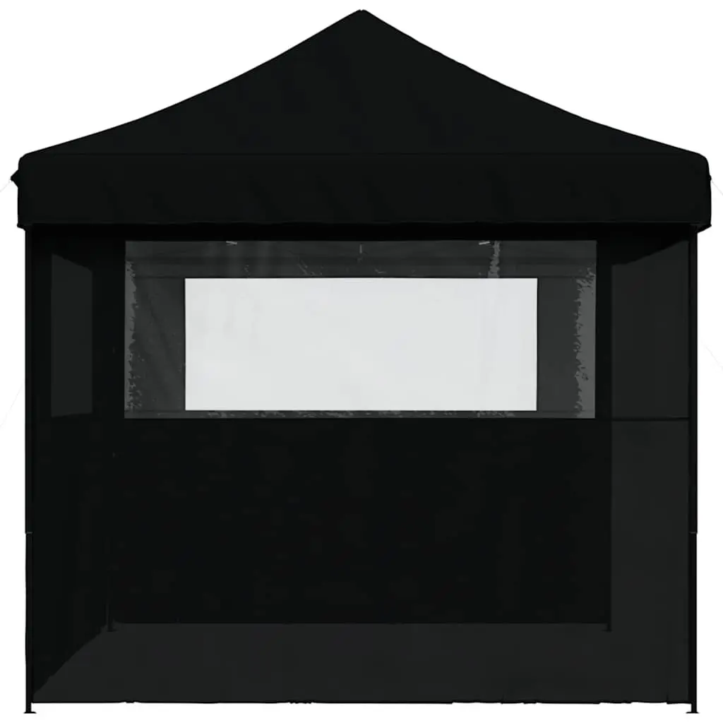 Pop-Up Party Tent Black Foldable 3 Sidewalls Outdoor Gazebo Canopy
