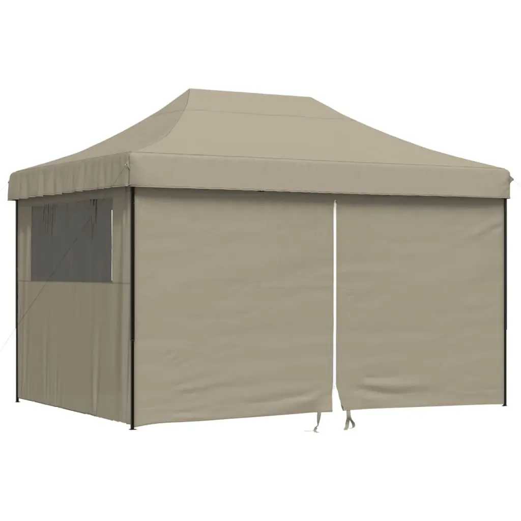 Foldable Pop-Up Party Tent Taupe with 4 Sidewalls Quick Setup Outdoor Gazebo Canopy