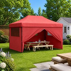 Compact and Sturdy Foldable Party Tent in Red